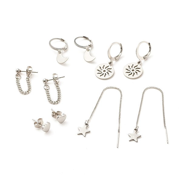 PandaHall 5Pcs 5 Style 201 & 304 Stainless Steel Earrings Sets, Moon and Sun Dangle Leverback Earrings, Chains Drop & Heart Stud Earrings...
PandaHall 5Pcs 5 Style 201 & 304 Stainless Steel Earrings Sets, Moon and Sun Dangle Leverback Earrings, Chains Drop & Heart Stud Earrings...