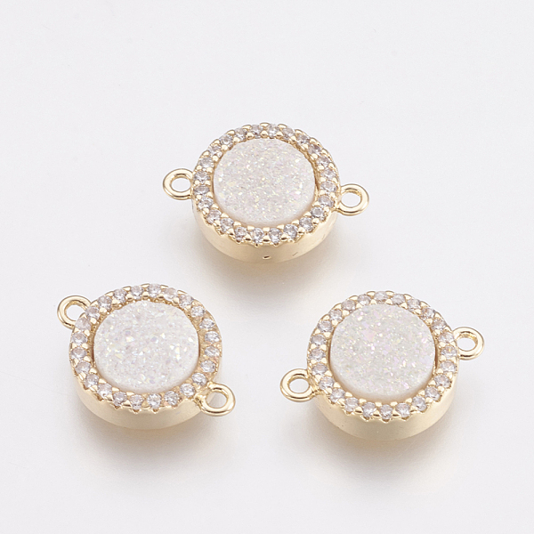 PandaHall Natural Druzy Agate Links connectors, with Brass Finding and Cubic Zirconia, Flat Round, Golden, AB Color Plated, 15.5~16x11x4mm..., Clear
PandaHall Natural Druzy Agate Links connectors, with Brass Finding and Cubic Zirconia, Flat Round, Golden, AB Color Plated, 15.5~16x11x4mm..., Clear