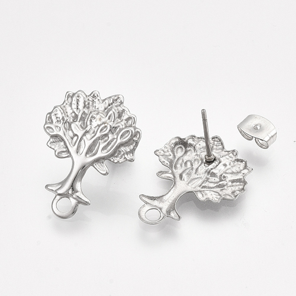 PandaHall 304 Stainless Steel Stud Earring Findings, with Loop and Ear Nuts/Earring Backs, Tree, Stainless Steel Color, 22x17mm, Hole: 2mm...
PandaHall 304 Stainless Steel Stud Earring Findings, with Loop and Ear Nuts/Earring Backs, Tree, Stainless Steel Color, 22x17mm, Hole: 2mm...