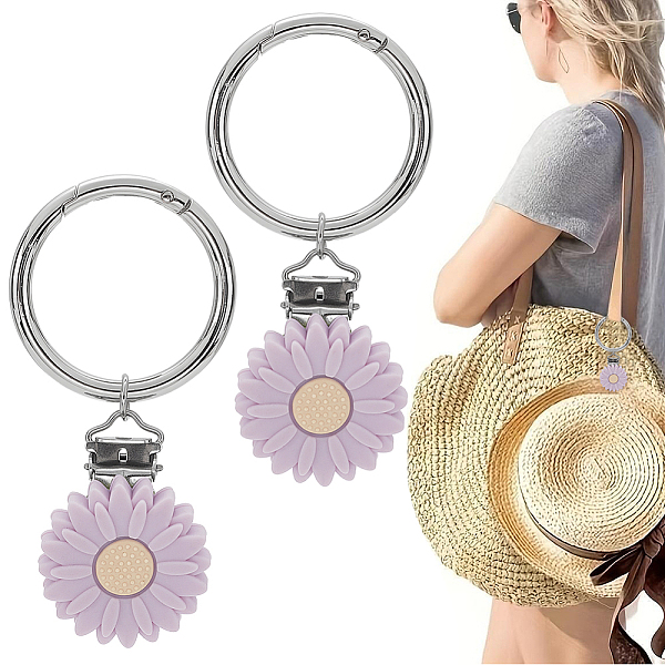 PandaHall Silicone Hat Clip for Travel, with Zinc Alloy Spring Gate Rings, Sunflower, Plum, 98mm Silicone Flower Purple
PandaHall Silicone Hat Clip for Travel, with Zinc Alloy Spring Gate Rings, Sunflower, Plum, 98mm Silicone Flower Purple