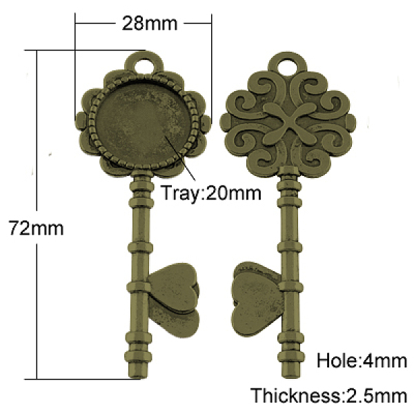 PandaHall Tibetan Style Pendant Cabochon Settings, Cadmium Free & Nickel Free & Lead Free, Key, Antique Bronze, 72x28x2.5mm, Hole: 4mm, Tray...
PandaHall Tibetan Style Pendant Cabochon Settings, Cadmium Free & Nickel Free & Lead Free, Key, Antique Bronze, 72x28x2.5mm, Hole: 4mm, Tray...