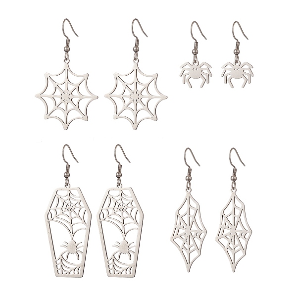 PandaHall 4 Pair 4 Style Spider & Coffin & Web 201 Stainless Steel Dangle Earrings, 304 Stainless Steel Jewelry for Halloween, Stainless...
PandaHall 4 Pair 4 Style Spider & Coffin & Web 201 Stainless Steel Dangle Earrings, 304 Stainless Steel Jewelry for Halloween, Stainless...