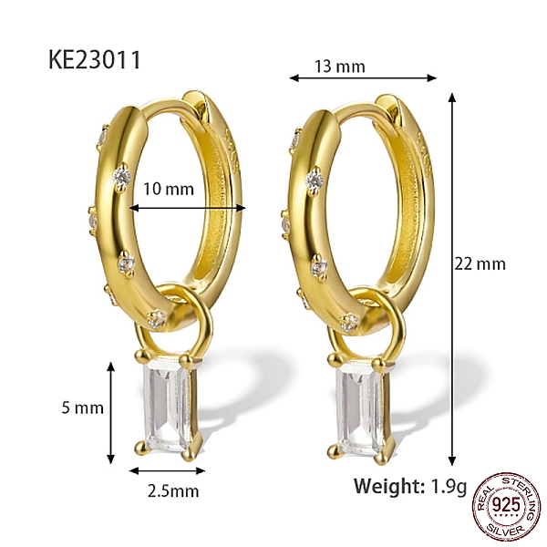 PandaHall Real 18K Gold Plated 925 Sterling Silver Dangle Hoop Earrings, Rectangle Cubic Zirconia Drop Earrings, with S925 Stamp, Clear...
PandaHall Real 18K Gold Plated 925 Sterling Silver Dangle Hoop Earrings, Rectangle Cubic Zirconia Drop Earrings, with S925 Stamp, Clear...