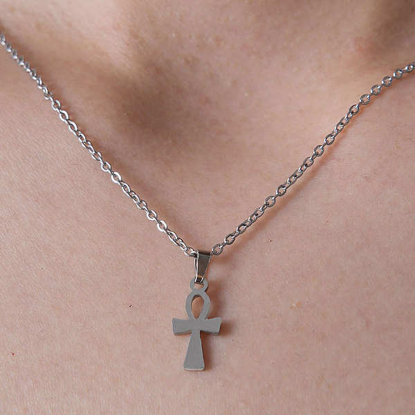 PandaHall 201 Stainless Steel Ankh Cross Pendant Necklace, Stainless Steel Color, 17.72 inch(45cm) 201 Stainless Steel
PandaHall 201 Stainless Steel Ankh Cross Pendant Necklace, Stainless Steel Color, 17.72 inch(45cm) 201 Stainless Steel