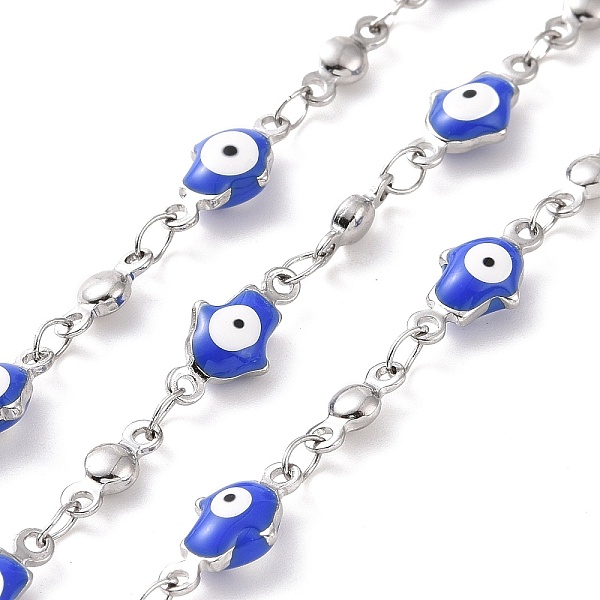 PandaHall Enamel Hamsa Hand with Evil Eye Link Chains, with 304 Stainless Steel Findings, Stainless Steel Color, Unwelded, with Spool, Blue...
PandaHall Enamel Hamsa Hand with Evil Eye Link Chains, with 304 Stainless Steel Findings, Stainless Steel Color, Unwelded, with Spool, Blue...
