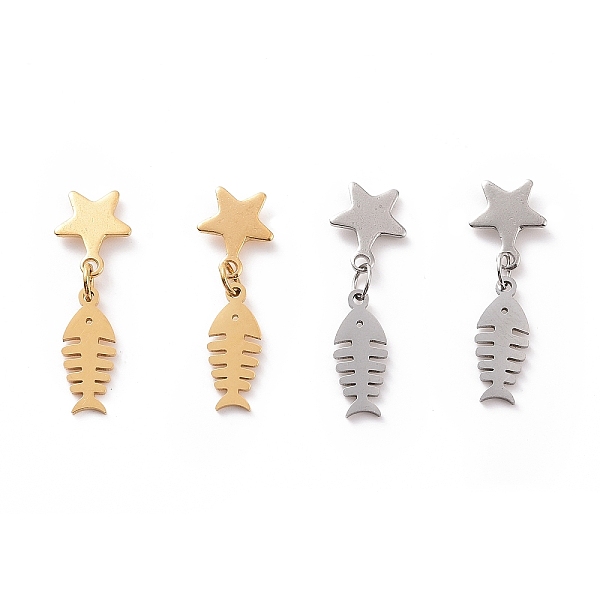 PandaHall 304 Stainless Steel Fishbone with Star Dangle Stud Earrings for Women, Mixed Color, 25.5mm, Pin: 0.8mm 304 Stainless Steel Fish
PandaHall 304 Stainless Steel Fishbone with Star Dangle Stud Earrings for Women, Mixed Color, 25.5mm, Pin: 0.8mm 304 Stainless Steel Fish