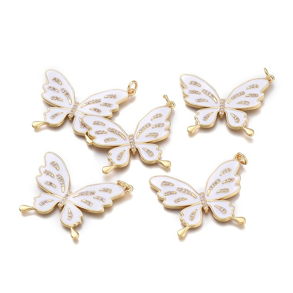 PandaHall Brass Micro Pave Clear Cubic Zirconia Pendants, with Enamel and Jump Rings, Butterfly, Real 18K Gold Plated, White, 38.5x35x2mm...
PandaHall Brass Micro Pave Clear Cubic Zirconia Pendants, with Enamel and Jump Rings, Butterfly, Real 18K Gold Plated, White, 38.5x35x2mm...