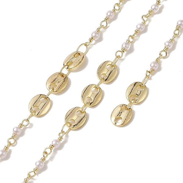 PandaHall Rack Plating Brass Coffee Bean Link Chains, with Plastic Pearl Beaded, Unwelded, with Card Paper, Golden, 10.5~11x3mm Brass White
PandaHall Rack Plating Brass Coffee Bean Link Chains, with Plastic Pearl Beaded, Unwelded, with Card Paper, Golden, 10.5~11x3mm Brass White