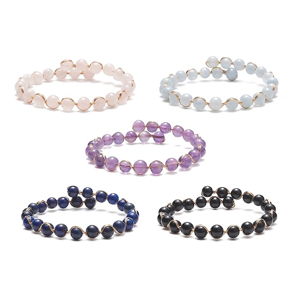 PandaHall 5Pcs 5 Style Natural Mixed Gemstone Round Beaded Cuff Bangles Set, Golden Copper Wire Wrap Jewelry for Women, 7-1/2 inch(19cm)...
PandaHall 5Pcs 5 Style Natural Mixed Gemstone Round Beaded Cuff Bangles Set, Golden Copper Wire Wrap Jewelry for Women, 7-1/2 inch(19cm)...