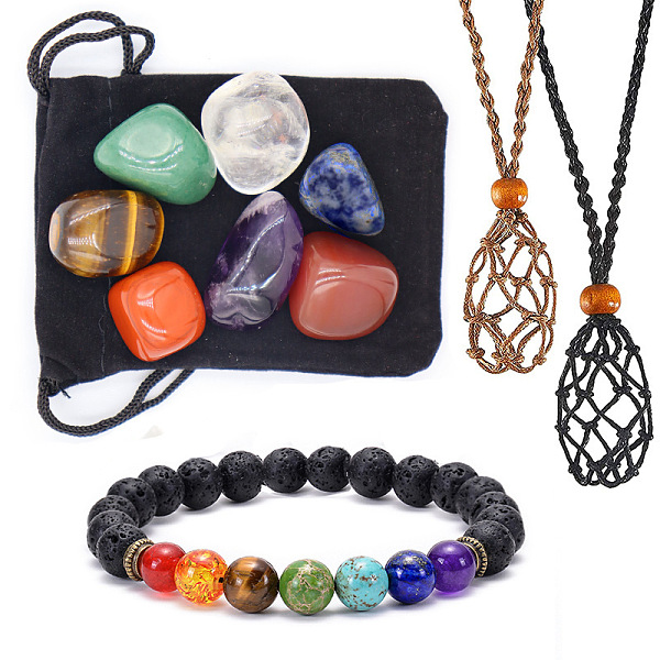 PandaHall 7 Chakra Healing Crystal Stones Jewelry Kits, Including 7 Tumbled Spiritual Gemstones and 1 Bracelet and 2 Macrame Pouch...
PandaHall 7 Chakra Healing Crystal Stones Jewelry Kits, Including 7 Tumbled Spiritual Gemstones and 1 Bracelet and 2 Macrame Pouch...