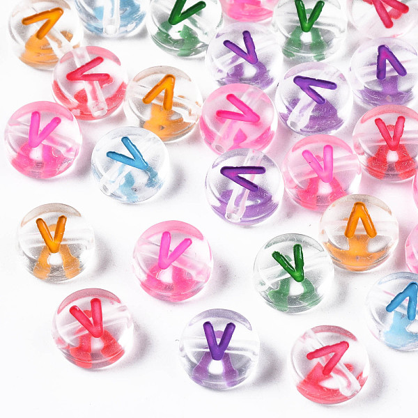 PandaHall Transparent Clear Acrylic Beads, Horizontal Hole, Flat Round with Mixed Color Letter, Letter.V, 7x3.5mm, Hole: 1.2mm, about...
PandaHall Transparent Clear Acrylic Beads, Horizontal Hole, Flat Round with Mixed Color Letter, Letter.V, 7x3.5mm, Hole: 1.2mm, about...