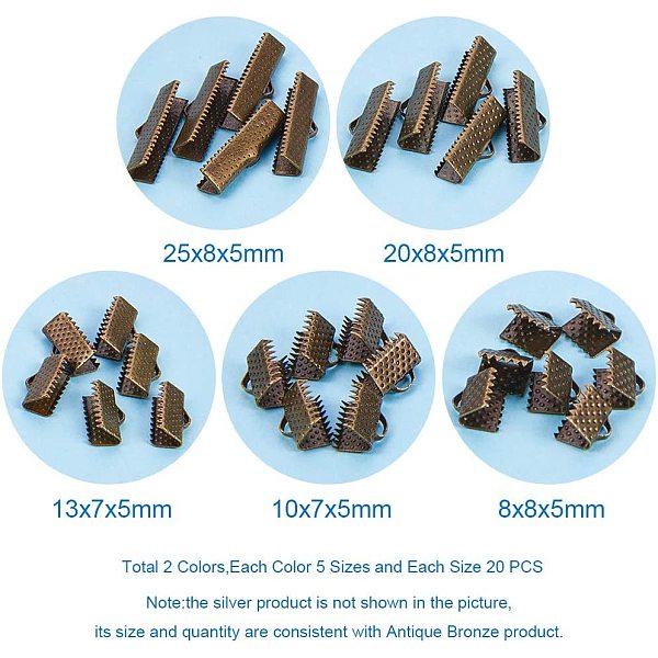 PandaHall Iron Ribbon Crimp Ends Clamps, Mixed Color, 20x8x5mm, Hole: 2mm Iron Multicolor
PandaHall Iron Ribbon Crimp Ends Clamps, Mixed Color, 20x8x5mm, Hole: 2mm Iron Multicolor