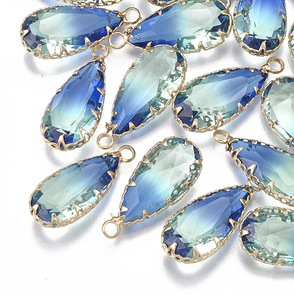 PandaHall Two Tone Glass Pendants, with Brass Findings, Faceted, Teardrop, Golden, Colorful, 24x10.5x6mm, Hole: 1.5mm Brass+Glass Teardrop
PandaHall Two Tone Glass Pendants, with Brass Findings, Faceted, Teardrop, Golden, Colorful, 24x10.5x6mm, Hole: 1.5mm Brass+Glass Teardrop