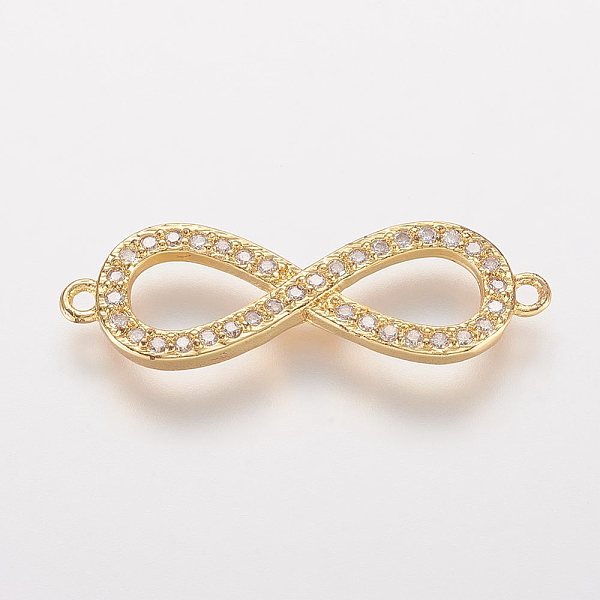 PandaHall Brass Micro Pave Cubic Zirconia Links, Infinity, Golden, 9x29x2mm, Hole: 1mm Brass+Cubic Zirconia Infinity
PandaHall Brass Micro Pave Cubic Zirconia Links, Infinity, Golden, 9x29x2mm, Hole: 1mm Brass+Cubic Zirconia Infinity