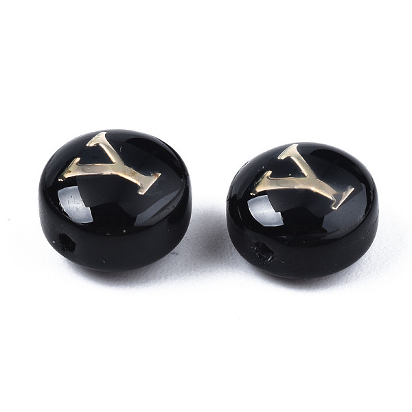 PandaHall Handmade Lampwork Beads, with Golden Plated Brass Etched Metal Embellishments, Flat Round with Alphabet, Letter.Y, 8x5mm, Hole..., Black
PandaHall Handmade Lampwork Beads, with Golden Plated Brass Etched Metal Embellishments, Flat Round with Alphabet, Letter.Y, 8x5mm, Hole..., Black