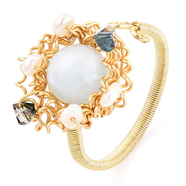 PandaHall Natural Pearl & Gemstone Braided Beaded Flat Round Open Cuff Ring, Brass Wire Wrapped Jewelry for Women, Real 14K Gold Plated, US..., White
PandaHall Natural Pearl & Gemstone Braided Beaded Flat Round Open Cuff Ring, Brass Wire Wrapped Jewelry for Women, Real 14K Gold Plated, US..., White