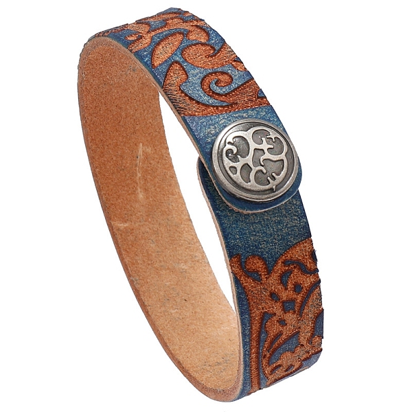 PandaHall Branch Pattern Cowhide Cord Bracelets, with Alloy Button, Prussian Blue, 8-5/8 inch(22cm) Leather
PandaHall Branch Pattern Cowhide Cord Bracelets, with Alloy Button, Prussian Blue, 8-5/8 inch(22cm) Leather