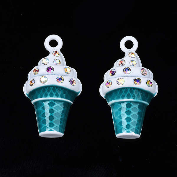 PandaHall Rack Plating Alloy Enamel Pendants, with Crystal AB Rhinestone, Cadmium Free & Nickel Free & Lead Free, Ice Cream, Teal, 26x14x7mm..., Cyan
PandaHall Rack Plating Alloy Enamel Pendants, with Crystal AB Rhinestone, Cadmium Free & Nickel Free & Lead Free, Ice Cream, Teal, 26x14x7mm..., Cyan