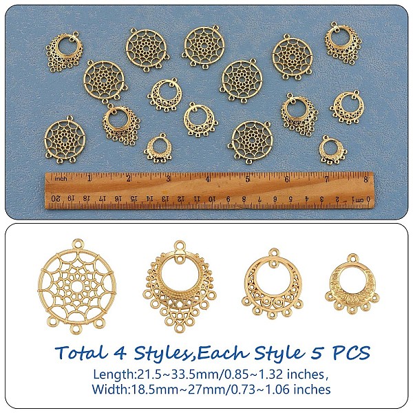 PandaHall 20 Pieces Tibetan Antique Chandelier Charms Pendant Alloy Round Filigree Charm Mixed Shape for Jewelry Necklace Earring Making...
PandaHall 20 Pieces Tibetan Antique Chandelier Charms Pendant Alloy Round Filigree Charm Mixed Shape for Jewelry Necklace Earring Making...