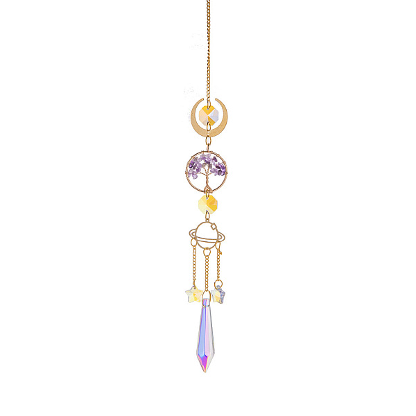 PandaHall Glass Cone Hanging Suncatcher Prism Ornament, with Natural Amethyst Chips Tree of Life and Metal Link, for Home Garden Car...
PandaHall Glass Cone Hanging Suncatcher Prism Ornament, with Natural Amethyst Chips Tree of Life and Metal Link, for Home Garden Car...