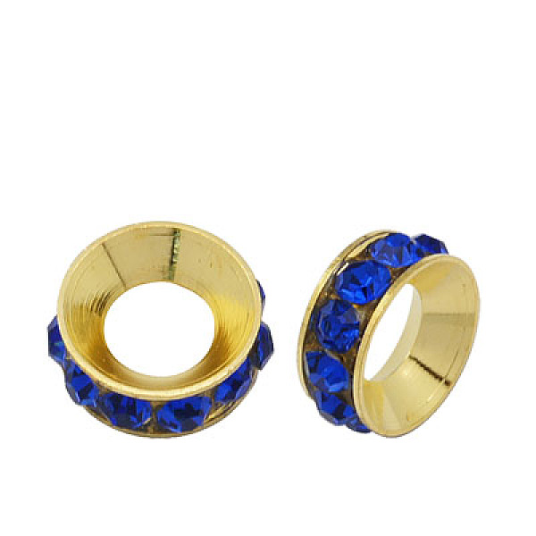 PandaHall Brass Rhinestone Spacer Beads, Grade A, Rondelle, Golden Metal Color, Sapphire, 9x4mm, Hole: 4mm Brass+Rhinestone Rondelle Blue
PandaHall Brass Rhinestone Spacer Beads, Grade A, Rondelle, Golden Metal Color, Sapphire, 9x4mm, Hole: 4mm Brass+Rhinestone Rondelle Blue