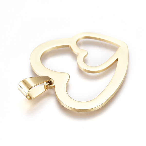 PandaHall 304 Stainless Steel Pendants, Large Hole Pendants, Double Heart, Golden, 31x33x1mm, Hole: 9mm 304 Stainless Steel Heart
PandaHall 304 Stainless Steel Pendants, Large Hole Pendants, Double Heart, Golden, 31x33x1mm, Hole: 9mm 304 Stainless Steel Heart