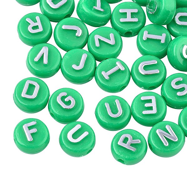 PandaHall Plating Opaque Acrylic Beads, Metal Enlaced, Flat Round with Letter, Medium Sea Green, 10x6mm, Hole: 1.8mm, about 632pcs/200g...
PandaHall Plating Opaque Acrylic Beads, Metal Enlaced, Flat Round with Letter, Medium Sea Green, 10x6mm, Hole: 1.8mm, about 632pcs/200g...