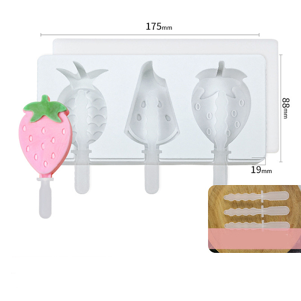 PandaHall Silicone Ice-cream Stick Molds, with 3 Styles Fruit Pattern Cavities, Reusable Ice Pop Molds Maker, White, 88x175x19mm Silicone...
PandaHall Silicone Ice-cream Stick Molds, with 3 Styles Fruit Pattern Cavities, Reusable Ice Pop Molds Maker, White, 88x175x19mm Silicone...