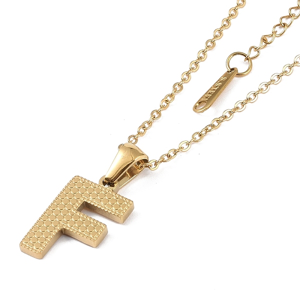 PandaHall Ion Plating(IP) Initial Letter 304 Stainless Steel Pendant Necklaces, Real 18K Gold Plated, Letter F, 15.87 inch(40.3cm), Pendant...
PandaHall Ion Plating(IP) Initial Letter 304 Stainless Steel Pendant Necklaces, Real 18K Gold Plated, Letter F, 15.87 inch(40.3cm), Pendant...