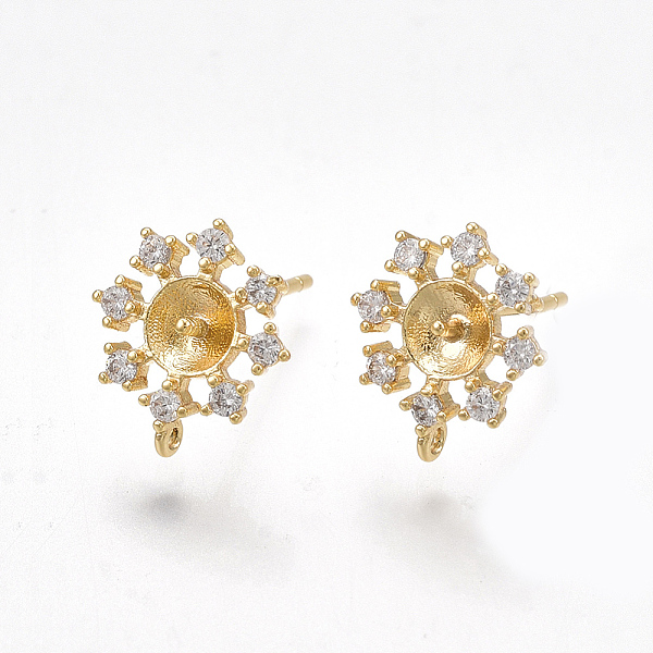 PandaHall Brass Stud Earring Findings, For Half Drilled Beads, with Loop, Cubic Zirconia, Nickel Free, Real 18K Gold Plated, Flower, Clear...
PandaHall Brass Stud Earring Findings, For Half Drilled Beads, with Loop, Cubic Zirconia, Nickel Free, Real 18K Gold Plated, Flower, Clear...