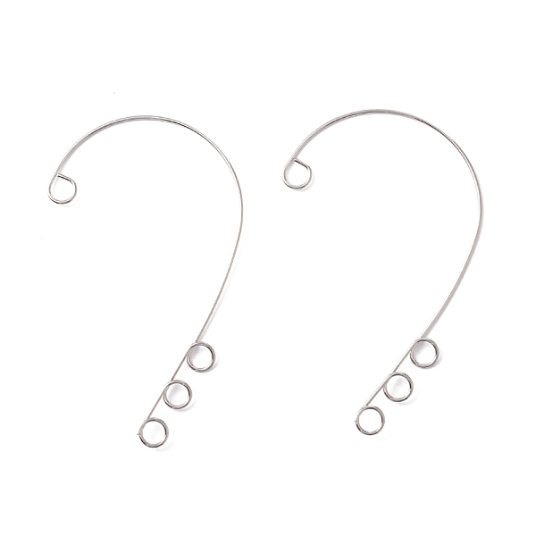 PandaHall 316 Stainless Steel Ear Cuff Findings, Climber Wrap Around Non Piercing Earring Findings with 4 Loop, Stainless Steel Color...