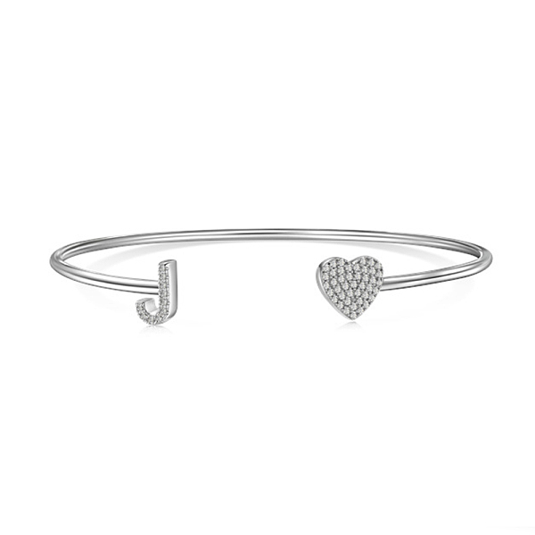 PandaHall Heart & Letter Rhodium Plated 925 Sterling Silver Micro Pave Cubic Zirconia Cuff Bangles for Women, Letter J, 0.2~0.8cm, Inner...
PandaHall Heart & Letter Rhodium Plated 925 Sterling Silver Micro Pave Cubic Zirconia Cuff Bangles for Women, Letter J, 0.2~0.8cm, Inner...