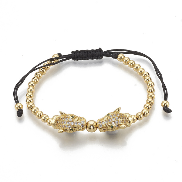 PandaHall Brass Braided Bead Bracelets, with Micro Pave Cubic Zirconia and Polyester Cord, Leopard Head, Clear, Golden, 1-3/4 inch...
PandaHall Brass Braided Bead Bracelets, with Micro Pave Cubic Zirconia and Polyester Cord, Leopard Head, Clear, Golden, 1-3/4 inch...