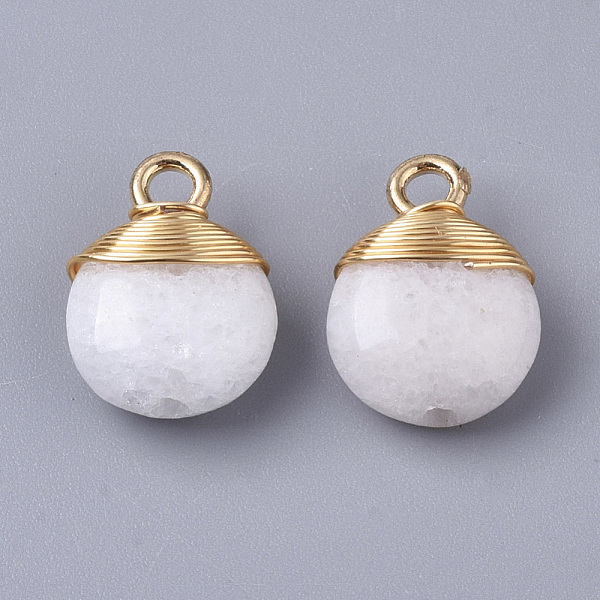 PandaHall Natural White Jade Pendants, with Golden Tone Brass Wires and Iron Loops, Half Drilled, Flat Round, Dyed, 14~15x10~11x5~6mm, Hole...
PandaHall Natural White Jade Pendants, with Golden Tone Brass Wires and Iron Loops, Half Drilled, Flat Round, Dyed, 14~15x10~11x5~6mm, Hole...