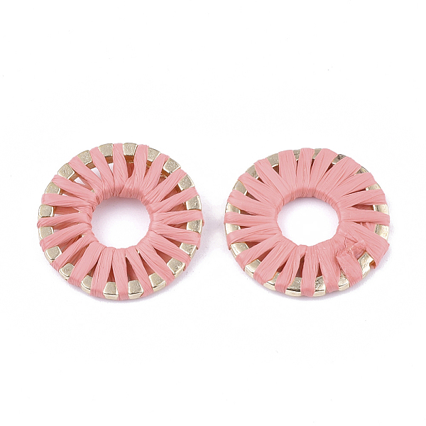 PandaHall Handmade Raffia Woven Linging Rings, with Alloy Findings, Donut, Light Gold, Light Coral, 20.5x2.5mm, Inner Diameter: 7.5mm Raffia..., Red
PandaHall Handmade Raffia Woven Linging Rings, with Alloy Findings, Donut, Light Gold, Light Coral, 20.5x2.5mm, Inner Diameter: 7.5mm Raffia..., Red