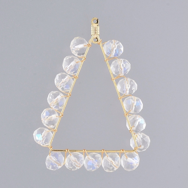 PandaHall Electroplate Glass Links connectors, with Real 18K Gold Plated Brass Links connectors, Triangle, Clear AB, 59x48x7.5mm, Hole..., White
PandaHall Electroplate Glass Links connectors, with Real 18K Gold Plated Brass Links connectors, Triangle, Clear AB, 59x48x7.5mm, Hole..., White