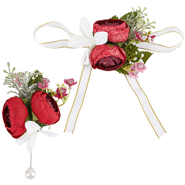 PandaHall CRASPIRE 1Pc Rose Flower Cloth Lapel Pin, Boutonniere, with 1Pc Silk Wrist Corsage, for Wedding, Party Decorations, Red...
PandaHall CRASPIRE 1Pc Rose Flower Cloth Lapel Pin, Boutonniere, with 1Pc Silk Wrist Corsage, for Wedding, Party Decorations, Red...