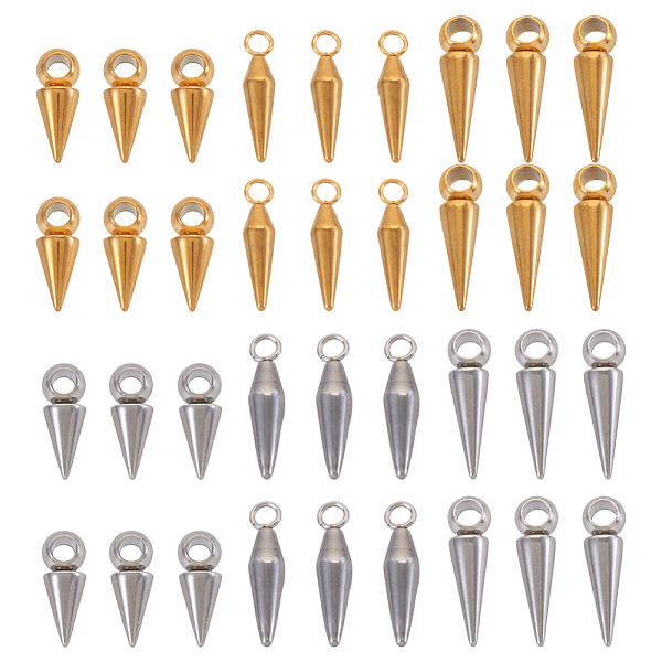 PandaHall 36Pcs 6 Style 304 Stainless Steel Pendants, Cone Charm, Golden & Stainless Steel Color, 16~20.5x4.5~6x4.5~6mm, Hole: 2.5~3.5mm...
PandaHall 36Pcs 6 Style 304 Stainless Steel Pendants, Cone Charm, Golden & Stainless Steel Color, 16~20.5x4.5~6x4.5~6mm, Hole: 2.5~3.5mm...