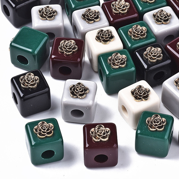PandaHall Resin European Beads, with Antique Golden Plated Alloy Findings, Large Hole Beads, Cadmium Free & Lead Free, Cube with Flower..., Multicolor
PandaHall Resin European Beads, with Antique Golden Plated Alloy Findings, Large Hole Beads, Cadmium Free & Lead Free, Cube with Flower..., Multicolor