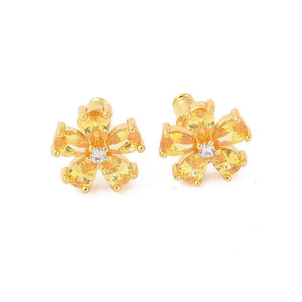 PandaHall Rack Plating Brass Micro Pave Cubic Zirconia Stud Earrings, Long-lasting Plated, Flower, Golden, Gold, 14x14mm Brass Flower Gold
PandaHall Rack Plating Brass Micro Pave Cubic Zirconia Stud Earrings, Long-lasting Plated, Flower, Golden, Gold, 14x14mm Brass Flower Gold