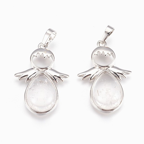 PandaHall Natural Quartz Crystal Pendants, Rock Crystal Pendants, with Brass Findings, Angel, Platinum, 37x24.5x8mm, Hole: 8x5mm Quartz...
PandaHall Natural Quartz Crystal Pendants, Rock Crystal Pendants, with Brass Findings, Angel, Platinum, 37x24.5x8mm, Hole: 8x5mm Quartz...