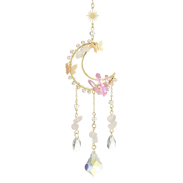 PandaHall Brass Cable Chains Pendant Decorations, Natural Gemstones and Glass Charms, for Home Decorations, 296mm Rose Quartz Moon
PandaHall Brass Cable Chains Pendant Decorations, Natural Gemstones and Glass Charms, for Home Decorations, 296mm Rose Quartz Moon