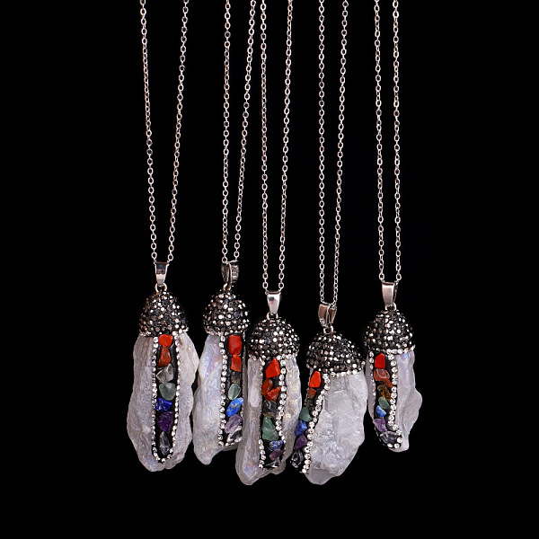 PandaHall Raw Rough Mixed Gemstone Nugget Pendant Necklace with Rhinestone, Chakra Yoga Theme Necklace with Alloy Chains for Women, White...
PandaHall Raw Rough Mixed Gemstone Nugget Pendant Necklace with Rhinestone, Chakra Yoga Theme Necklace with Alloy Chains for Women, White...