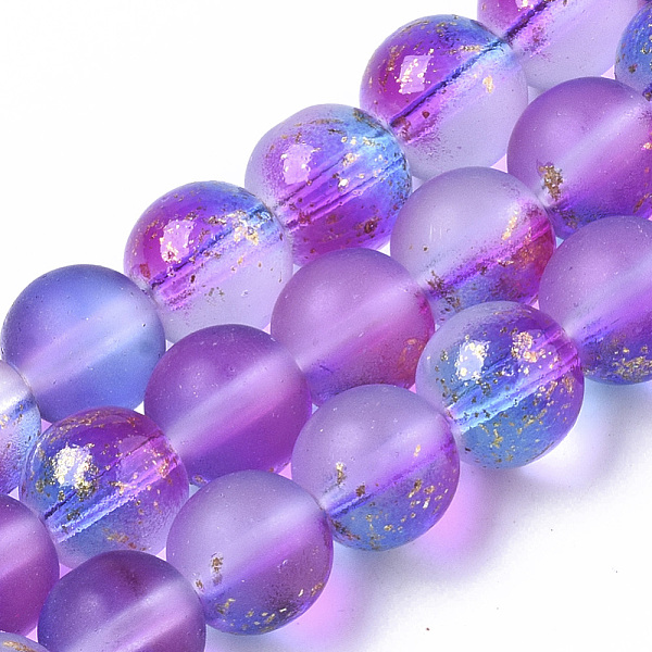 PandaHall Frosted Spray Painted Glass Beads Strands, with Golden Foil, Round, Blue Violet, 8~9mm, Hole: 1.2~1.5mm, about 46~56pcs/Strand..., Purple
PandaHall Frosted Spray Painted Glass Beads Strands, with Golden Foil, Round, Blue Violet, 8~9mm, Hole: 1.2~1.5mm, about 46~56pcs/Strand..., Purple