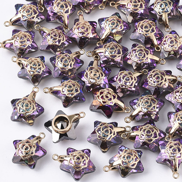 PandaHall Electroplate Glass Pendants, with Light Gold Plated Brass Ice Pick Pinch Bails, Faceted, Star with Rose, Medium Orchid..., Purple
PandaHall Electroplate Glass Pendants, with Light Gold Plated Brass Ice Pick Pinch Bails, Faceted, Star with Rose, Medium Orchid..., Purple