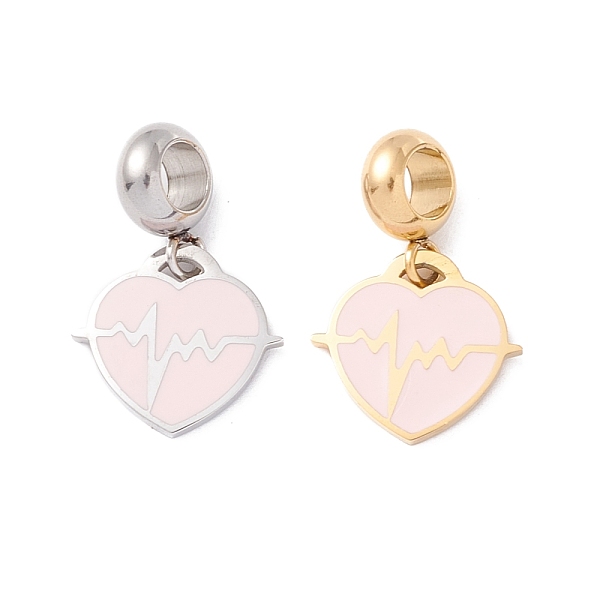 PandaHall 304 Stainless Steel European Dangle Charms, Large Hole Pendants, with Enamel, Golden & Stainless Steel Color, Heart & Heartbeat..., Pink
PandaHall 304 Stainless Steel European Dangle Charms, Large Hole Pendants, with Enamel, Golden & Stainless Steel Color, Heart & Heartbeat..., Pink