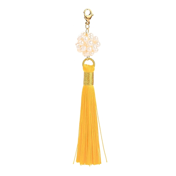 PandaHall Polyester Tassel Big Pendants, with Natural Pearl Woven Beads and Golden Plated 304 Stainless Steel Lobster Claw Clasps, Gold...
PandaHall Polyester Tassel Big Pendants, with Natural Pearl Woven Beads and Golden Plated 304 Stainless Steel Lobster Claw Clasps, Gold...