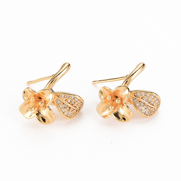 PandaHall Brass Micro Pave Clear Cubic Zirconia Earring Findings, for Half Drilled Beads, Nickel Free, Flower, Real 18K Gold Plated...
PandaHall Brass Micro Pave Clear Cubic Zirconia Earring Findings, for Half Drilled Beads, Nickel Free, Flower, Real 18K Gold Plated...