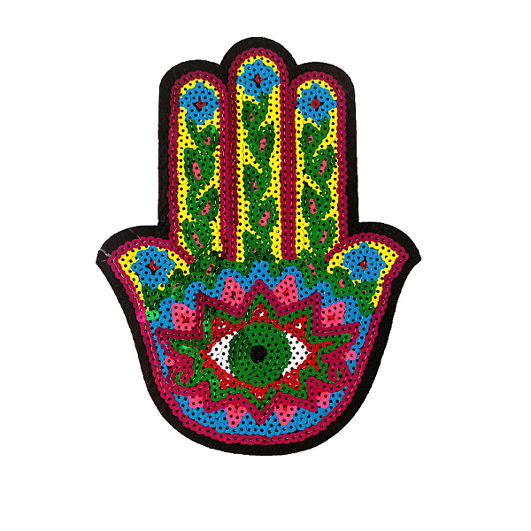 PandaHall Hamsa Hand with Evil Eye Computerized Embroidery Cloth Iron on/Sew on Sequin Patches, Costume Accessories, Colorful, 200x160mm...
PandaHall Hamsa Hand with Evil Eye Computerized Embroidery Cloth Iron on/Sew on Sequin Patches, Costume Accessories, Colorful, 200x160mm...