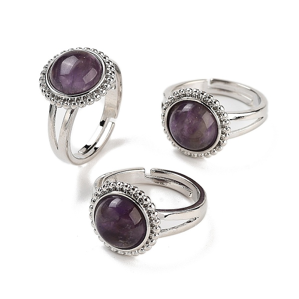 PandaHall Natural Amethyst Round Adjustable Rings, Platinum Plated Brass Finger Rings for Men, Inner Diameter: 18mm Amethyst Round
PandaHall Natural Amethyst Round Adjustable Rings, Platinum Plated Brass Finger Rings for Men, Inner Diameter: 18mm Amethyst Round